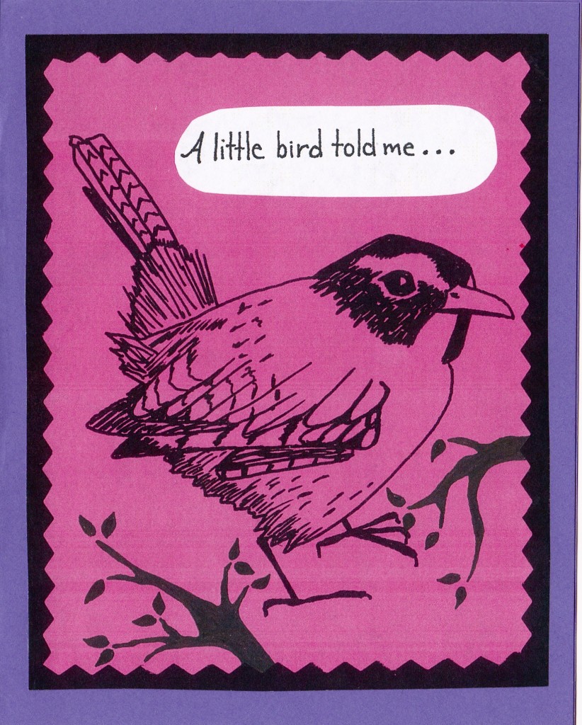 A little bird told me... This card is blank inside, but one might easily add "It's your Anniversary!" to personalize it.