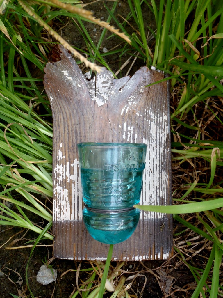 Blue Glass Insulator vase/candelabra